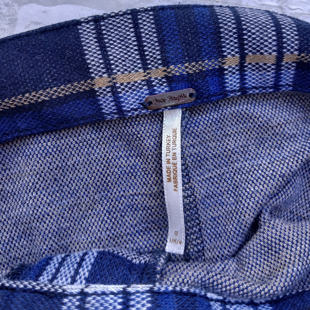 Free People Blue Plaid Cropped Pants - Picture 3 of 3